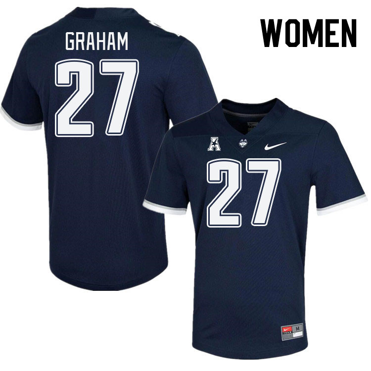 Women #27 Ian Graham Connecticut Huskies College Football Jerseys Stitched Sale-Navy - Click Image to Close